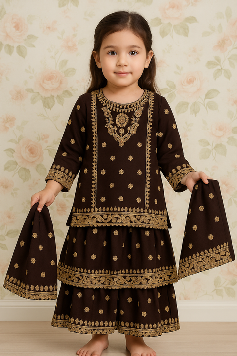 6-15 Year Old Girl’s Black Gharara Set – Wedding & Formal Wear